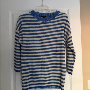 J. Crew Blue and Cream Striped Sweater in small